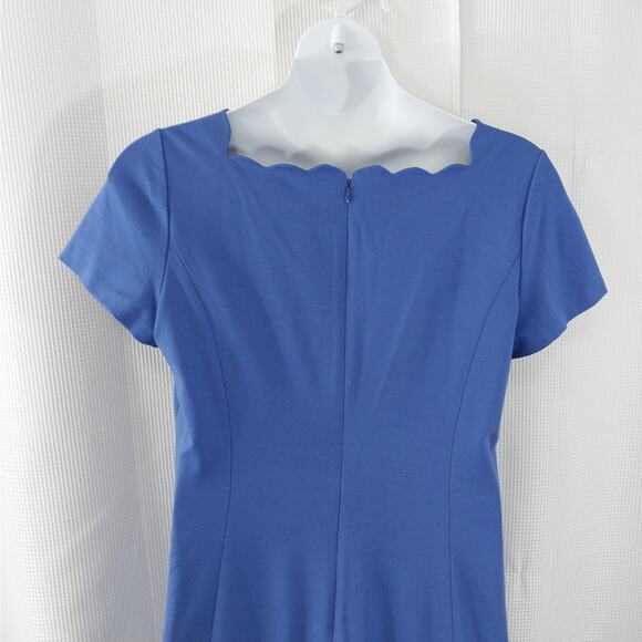 NWOT! TALBOTS! TRUE MARINE BLUE SCALLOPED NECK & HEM SHIFT STYLE DRESS! SZ 16 - Picture 6 of 10